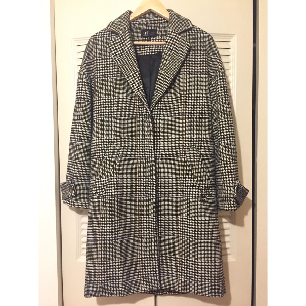 NWOT Zara Grey Tone Plaid Check Coat Size S - Picture 4 of 12
